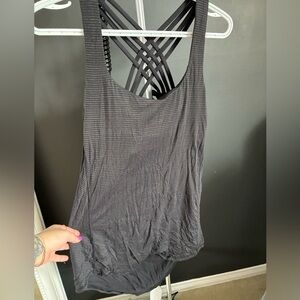 lululemon athletica Black Striped Tank Top